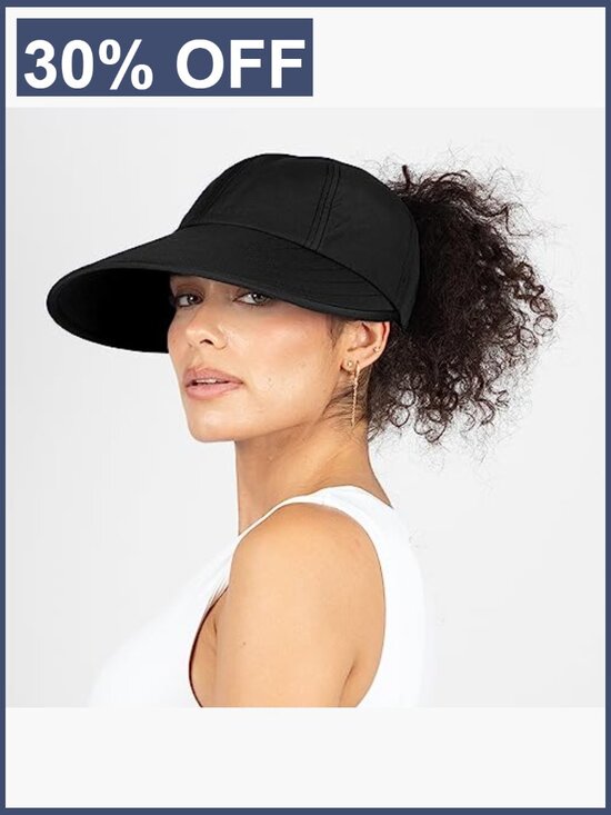 UPF 50 Wide Brim Ponytail Sun Hat - Lightweight Breathable